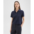 Cropped Polo in Linen-Viscose