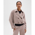 Double-Breasted Crop Trench in Admiral Crepe