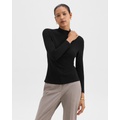 Mock Neck Top in Rib Knit Viscose