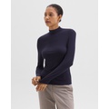 Mock Neck Top in Rib Knit Viscose