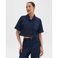 Boxy Short-Sleeve Jacket in Denim