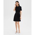 Pleated Combo Polo Dress in Stretch Wool-Blend