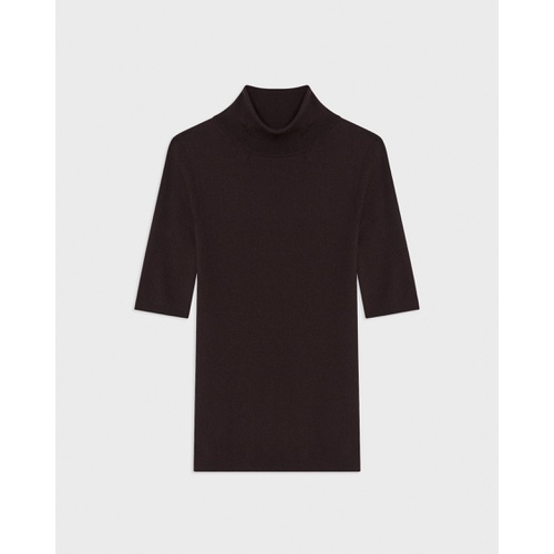 띠어리 Leenda Short-Sleeve Turtleneck in Regal Wool