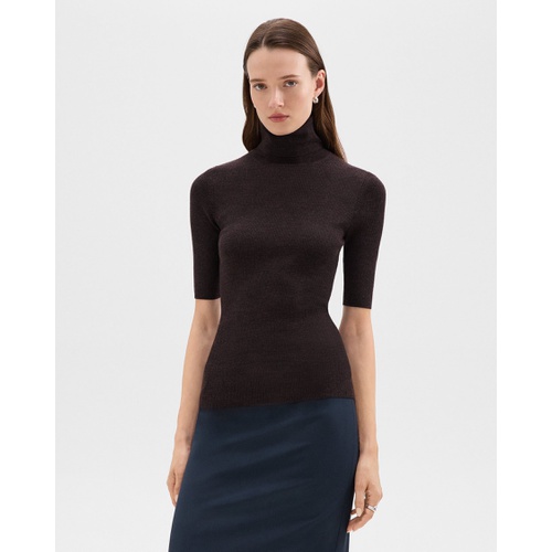 띠어리 Leenda Short-Sleeve Turtleneck in Regal Wool