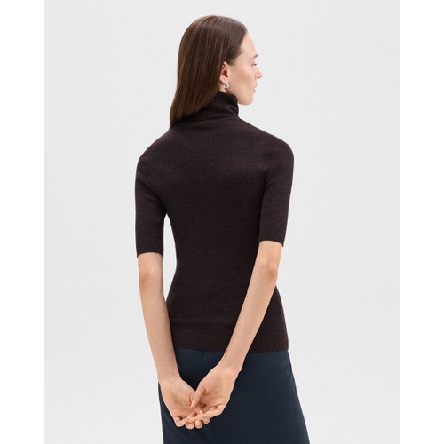 띠어리 Leenda Short-Sleeve Turtleneck in Regal Wool