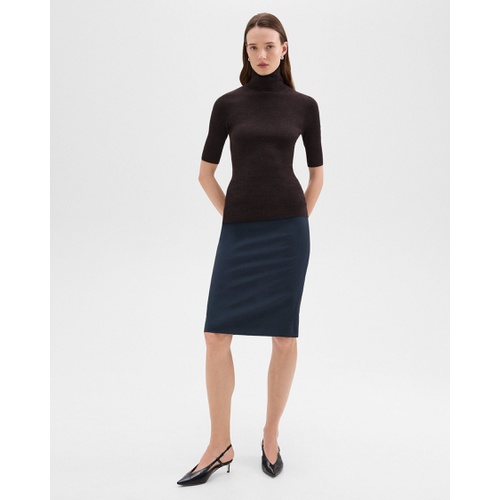 띠어리 Leenda Short-Sleeve Turtleneck in Regal Wool