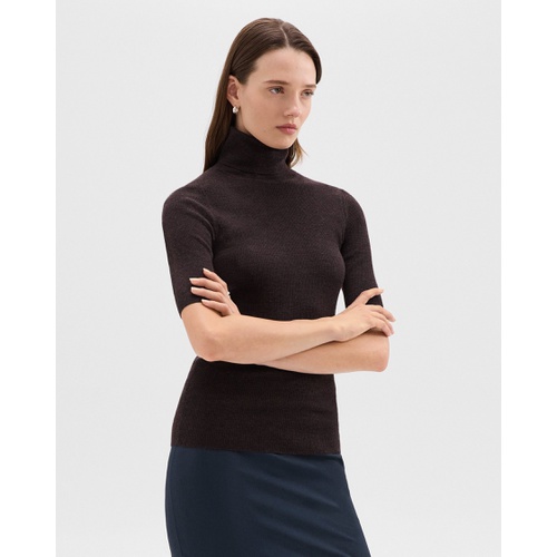 띠어리 Leenda Short-Sleeve Turtleneck in Regal Wool