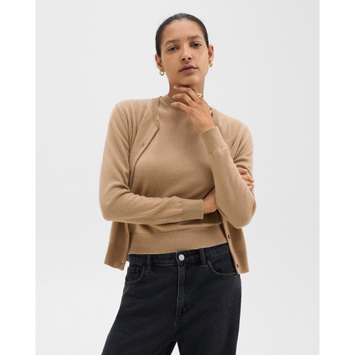 띠어리 Crewneck Cardigan in Cashmere