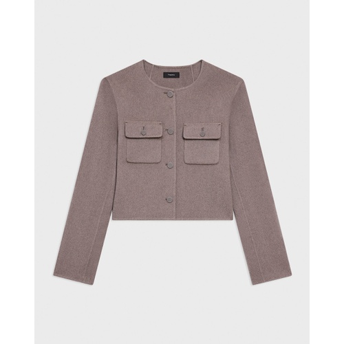 띠어리 Cardigan Jacket in Double-Face Wool-Cashmere