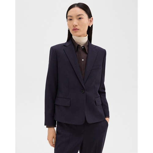 띠어리 Single-Button Blazer in Sleek Flannel