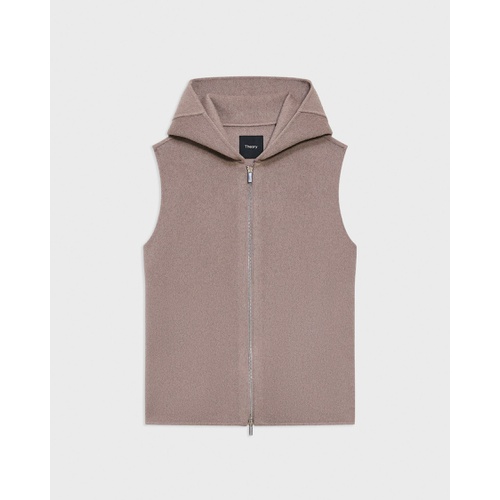 띠어리 Hooded Zip-Up Vest in Double-Face Wool-Cashmere