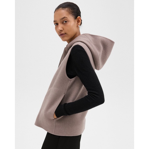 띠어리 Hooded Zip-Up Vest in Double-Face Wool-Cashmere