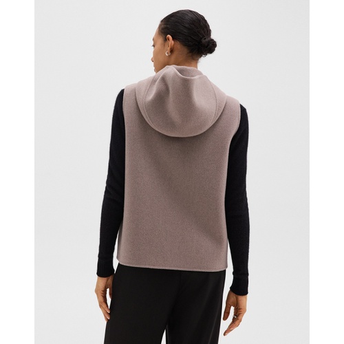 띠어리 Hooded Zip-Up Vest in Double-Face Wool-Cashmere