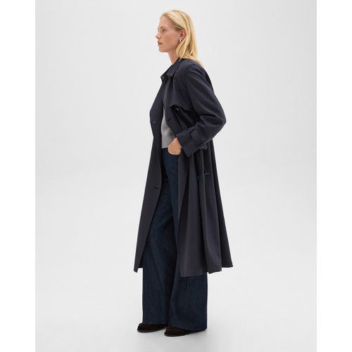 띠어리 Relaxed Trench Coat in Stretch Flannel