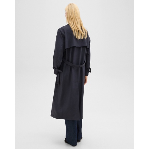 띠어리 Relaxed Trench Coat in Stretch Flannel