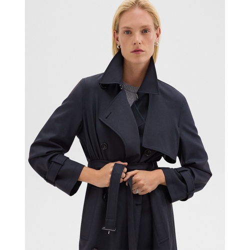 띠어리 Relaxed Trench Coat in Stretch Flannel