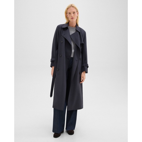 띠어리 Relaxed Trench Coat in Stretch Flannel