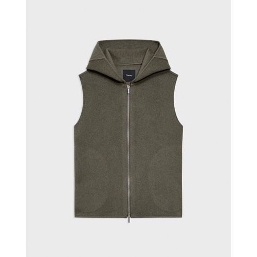 띠어리 Hooded Zip-Up Vest in Double-Face Wool-Cashmere