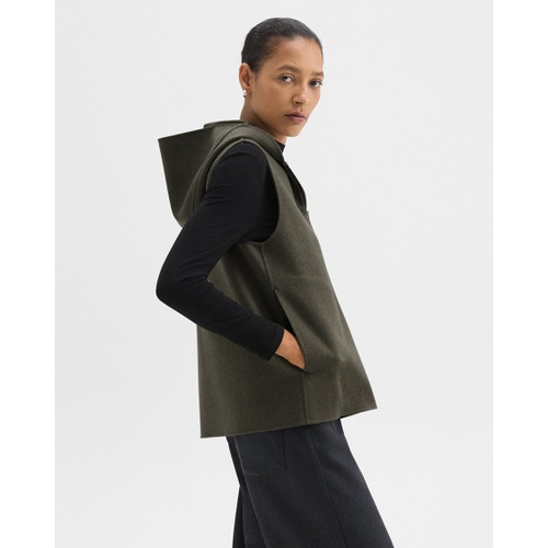 띠어리 Hooded Zip-Up Vest in Double-Face Wool-Cashmere