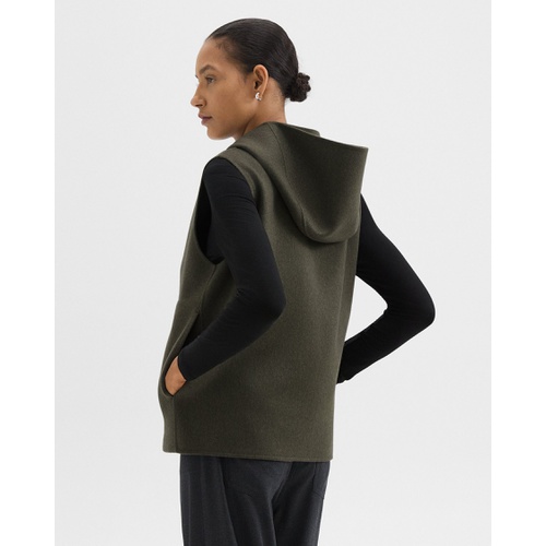 띠어리 Hooded Zip-Up Vest in Double-Face Wool-Cashmere