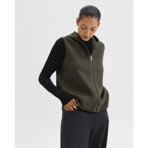 띠어리 Hooded Zip-Up Vest in Double-Face Wool-Cashmere