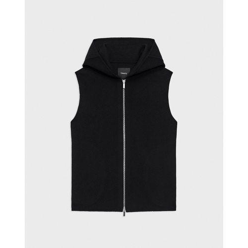 띠어리 Hooded Zip-Up Vest in Double-Face Wool-Cashmere