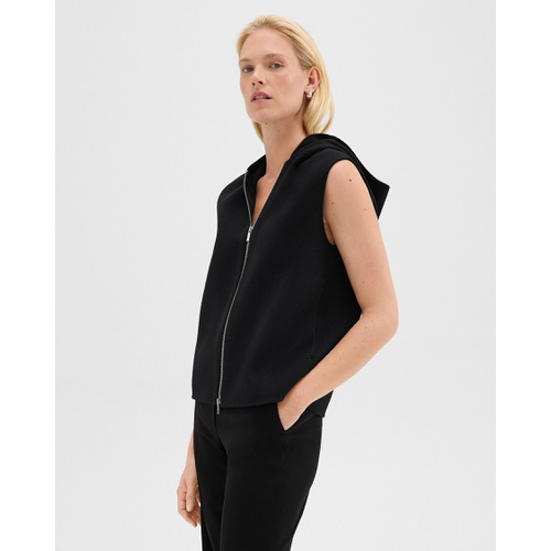 띠어리 Hooded Zip-Up Vest in Double-Face Wool-Cashmere