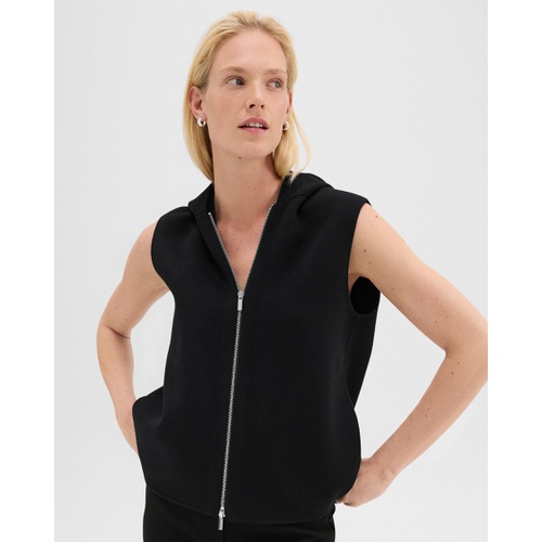 띠어리 Hooded Zip-Up Vest in Double-Face Wool-Cashmere