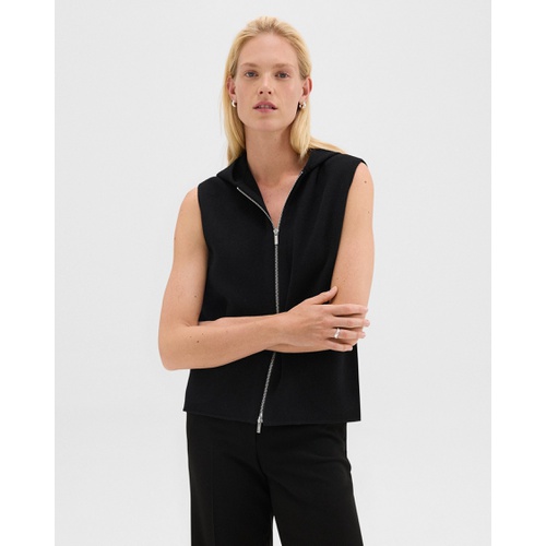 띠어리 Hooded Zip-Up Vest in Double-Face Wool-Cashmere