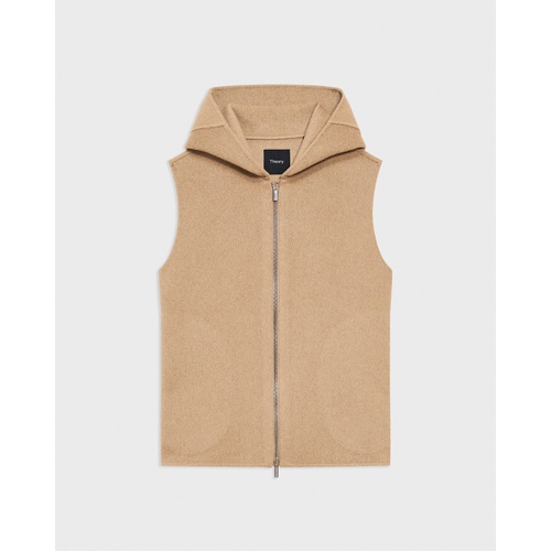 띠어리 Hooded Zip-Up Vest in Double-Face Wool-Cashmere