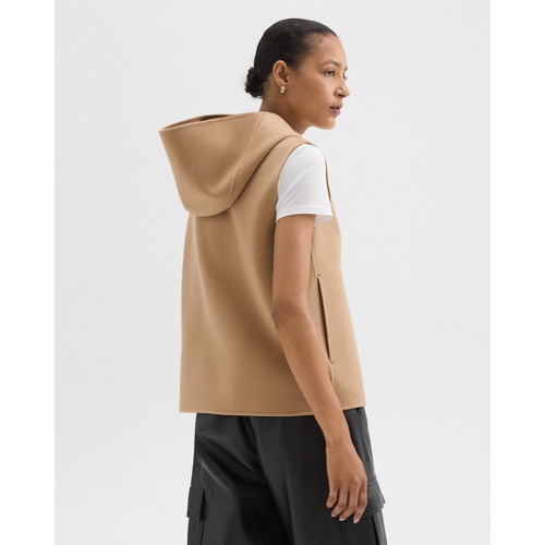 띠어리 Hooded Zip-Up Vest in Double-Face Wool-Cashmere