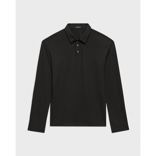 띠어리 Long-Sleeve Polo Shirt in Cotton Jersey