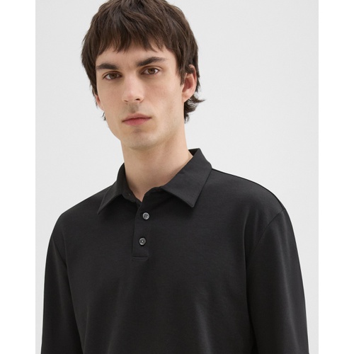 띠어리 Long-Sleeve Polo Shirt in Cotton Jersey