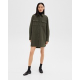 Oversized Military Shirt Dress in Moleskin Twill