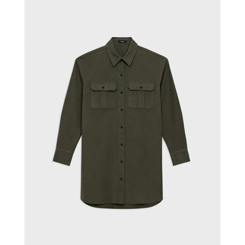 띠어리 Oversized Military Shirt Dress in Moleskin Twill