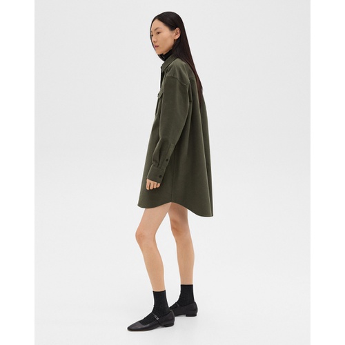 띠어리 Oversized Military Shirt Dress in Moleskin Twill