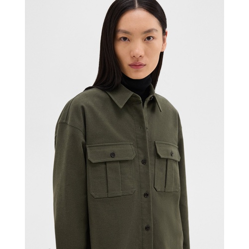 띠어리 Oversized Military Shirt Dress in Moleskin Twill