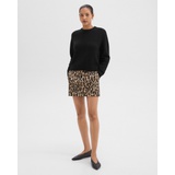 Mini Trouser Skirt in Stretch Leopard Wool