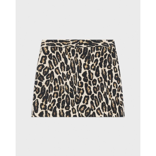 띠어리 Mini Trouser Skirt in Stretch Leopard Wool