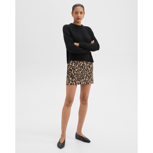 띠어리 Mini Trouser Skirt in Stretch Leopard Wool