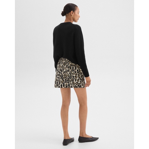 띠어리 Mini Trouser Skirt in Stretch Leopard Wool