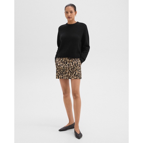 띠어리 Mini Trouser Skirt in Stretch Leopard Wool