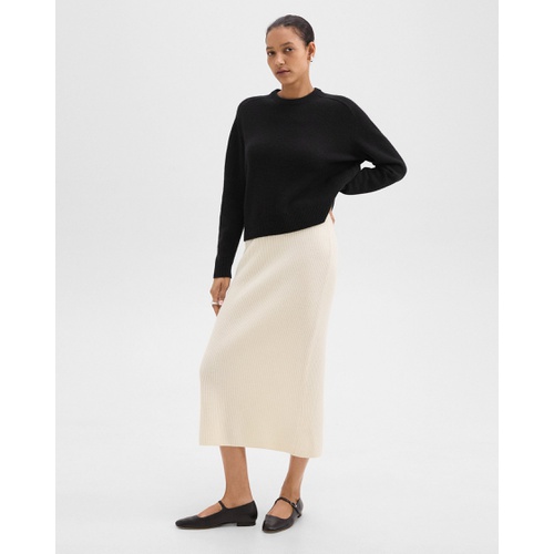 띠어리 Midi Pull-On Skirt in Felted Wool-Cashmere