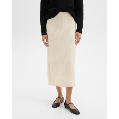 띠어리 Midi Pull-On Skirt in Felted Wool-Cashmere