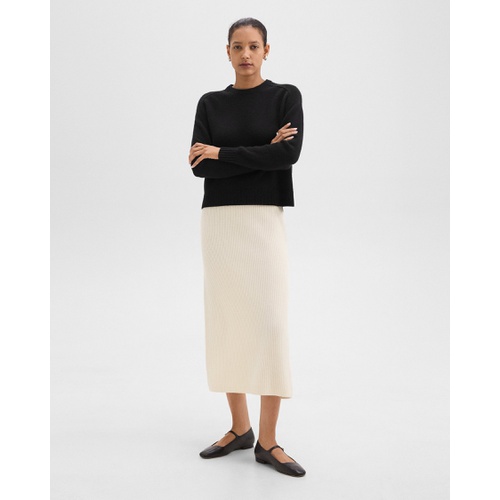 띠어리 Midi Pull-On Skirt in Felted Wool-Cashmere