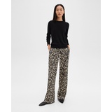 Relaxed Straight Pant in Stretch Leopard Wool