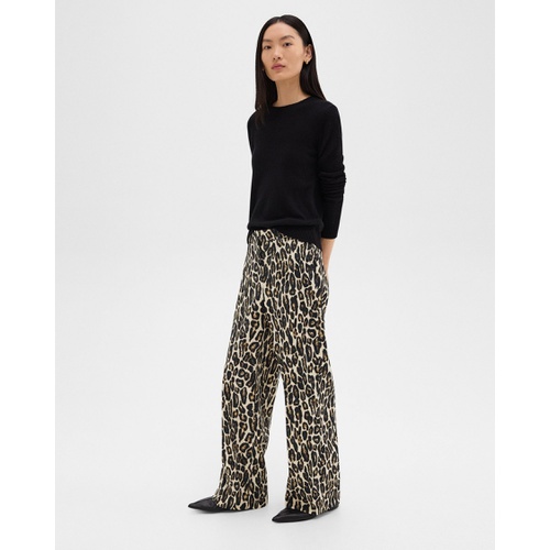 띠어리 Relaxed Straight Pant in Stretch Leopard Wool