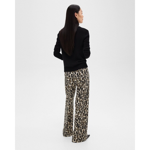 띠어리 Relaxed Straight Pant in Stretch Leopard Wool