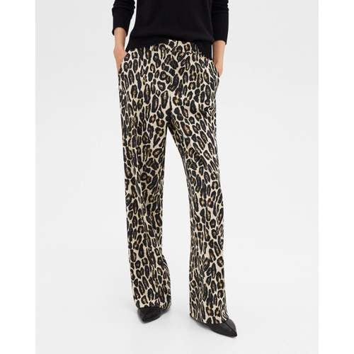 띠어리 Relaxed Straight Pant in Stretch Leopard Wool