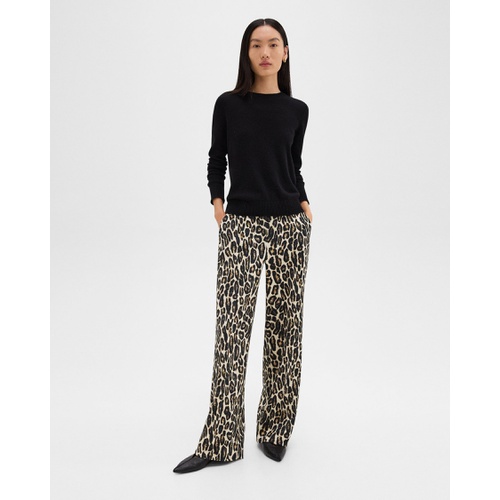 띠어리 Relaxed Straight Pant in Stretch Leopard Wool